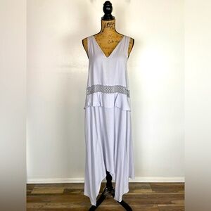 Shilla High Low Midi Dress Size M Lilac V-Neck Layered Racerback Australia